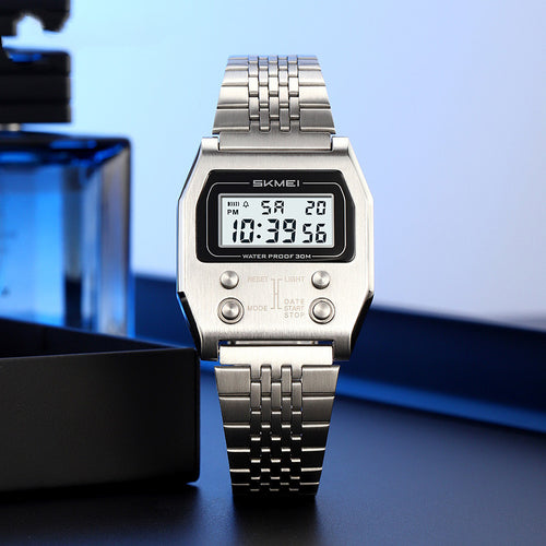 Retro Digital Minimalist Trendy Waterproof Mens Watch Multi-function Digital Watch For Men